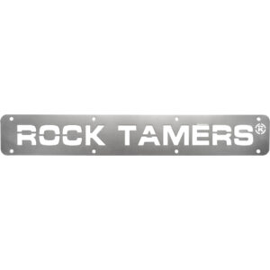 Rock Tamers stainless steel trim plate replacement part for mudflap systems.