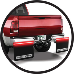 Highlighted view of the LED tail light bars installed on a truck.