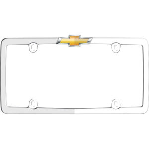 Cruiser Accessories Chevrolet license plate frame in chrome and gold, front view