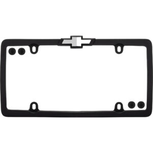 Cruiser Accessories Chevrolet license plate frame in black and chrome with fastener caps, front view