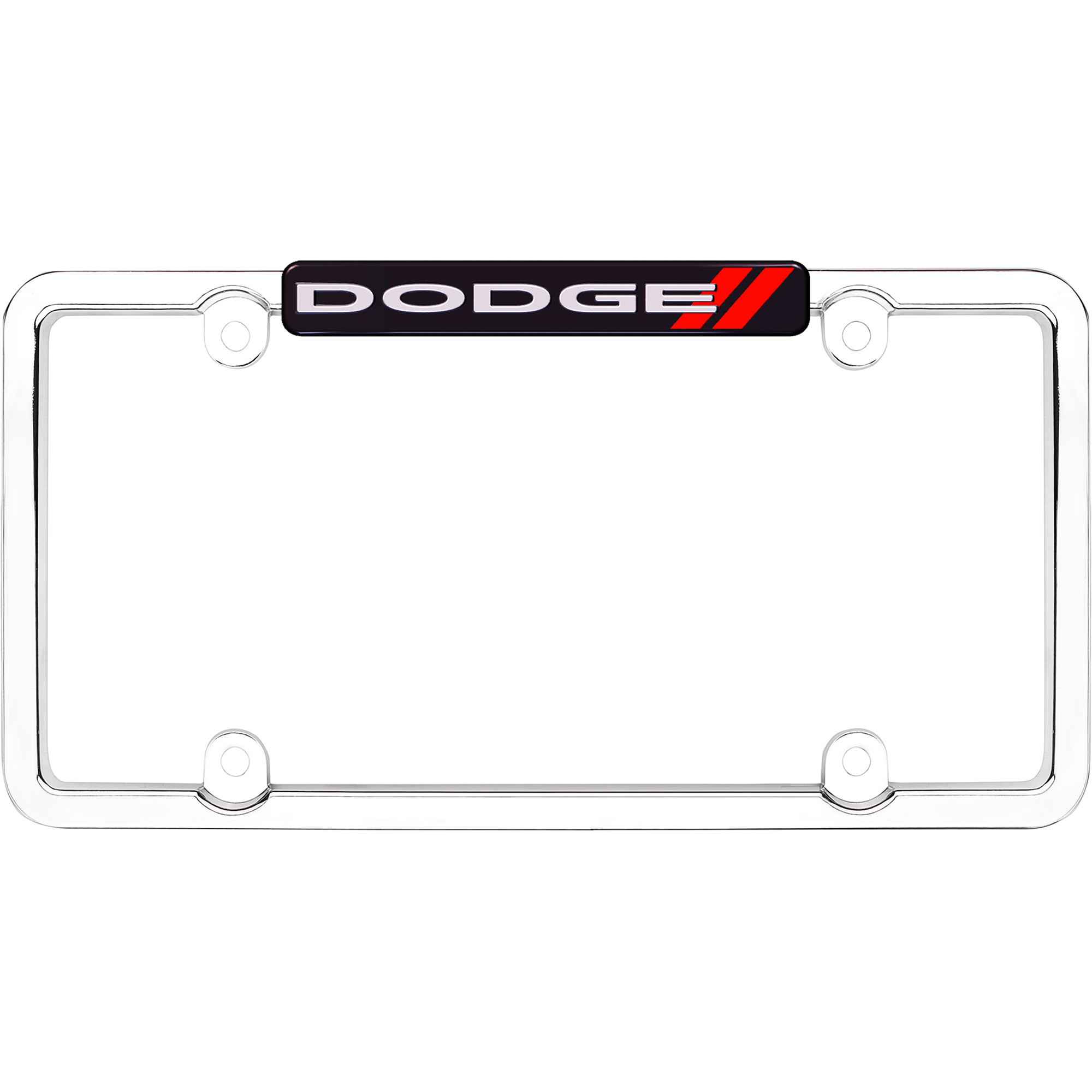 Dodge License Plate Frame, Chrome/Red