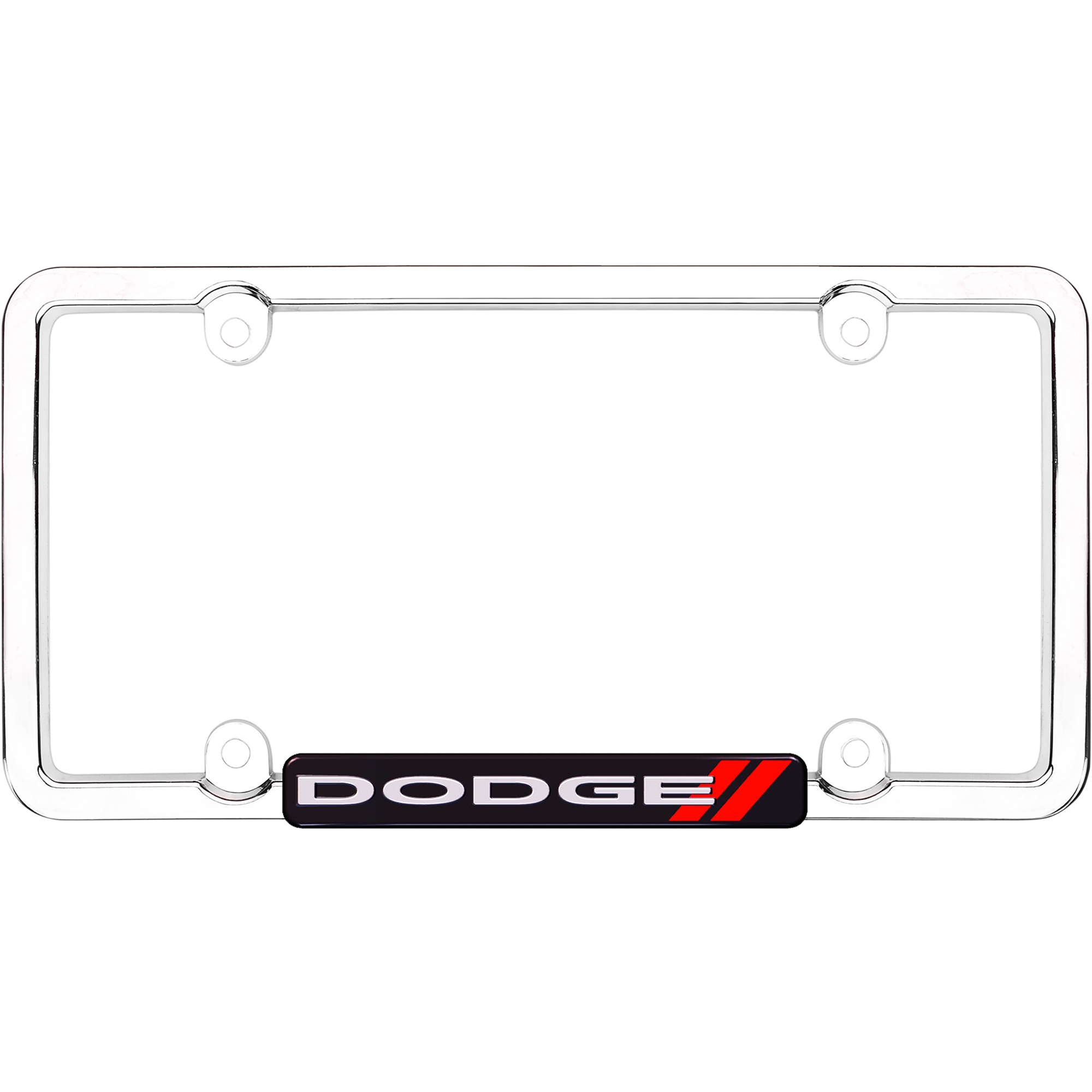 Dodge License Plate Frame, Chrome/Red