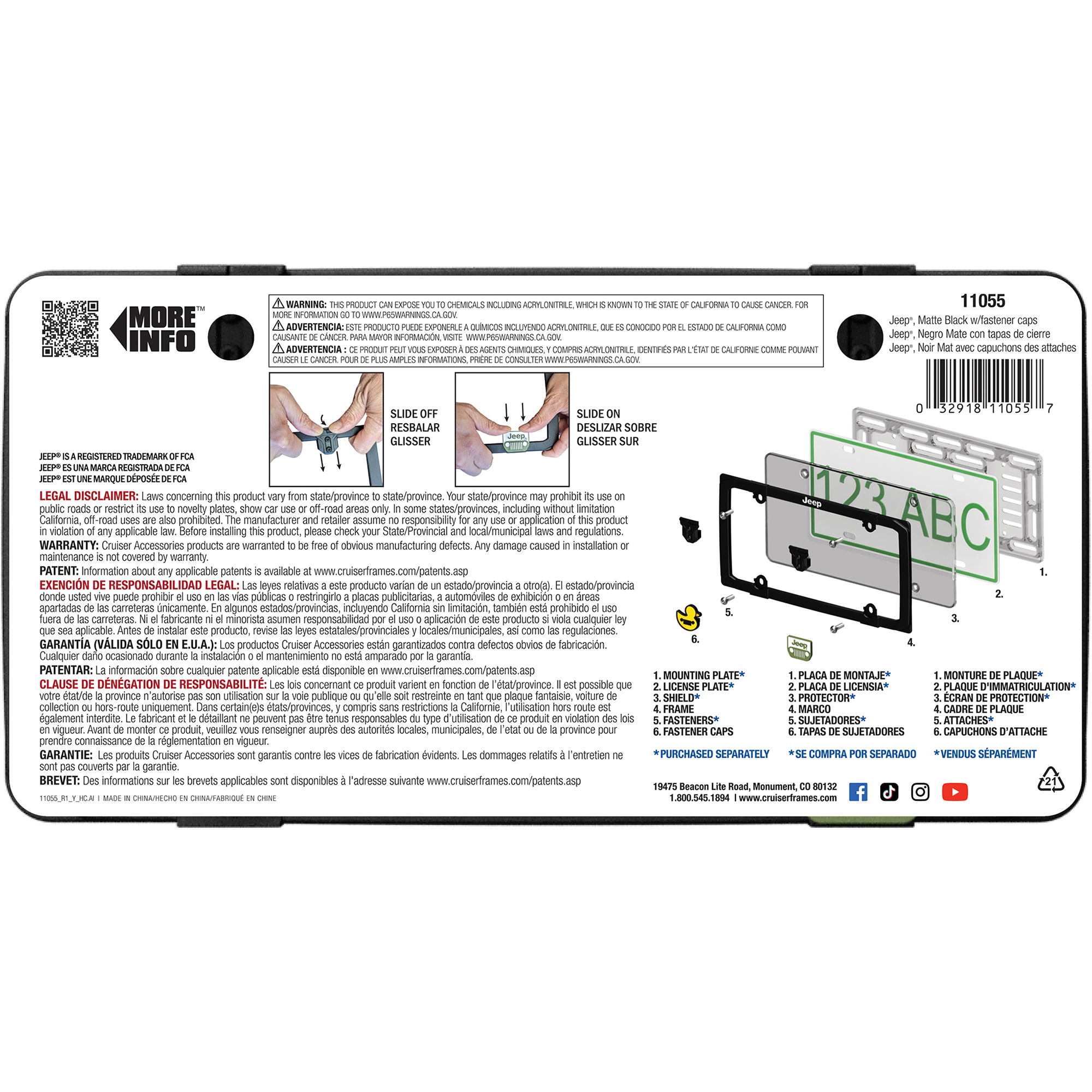 Jeep License Plate Frame, Matte Black