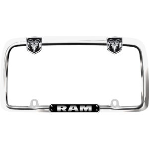 Cruiser Accessories Ram license plate frame in chrome and black, front view