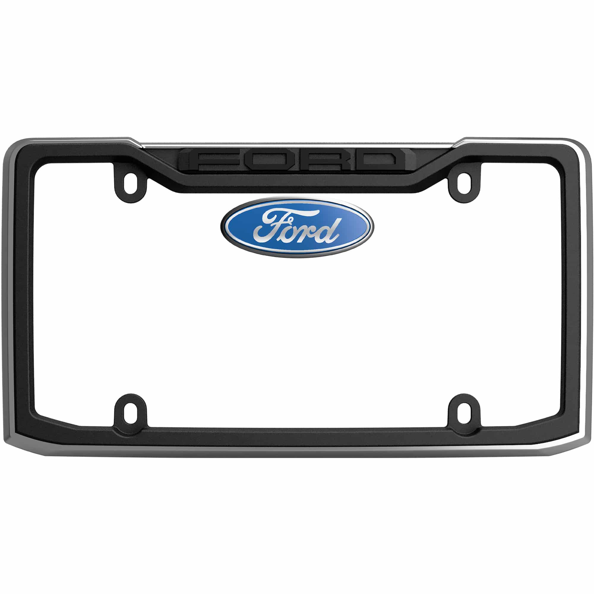 Ford License Plate Frame, Black/Chrome