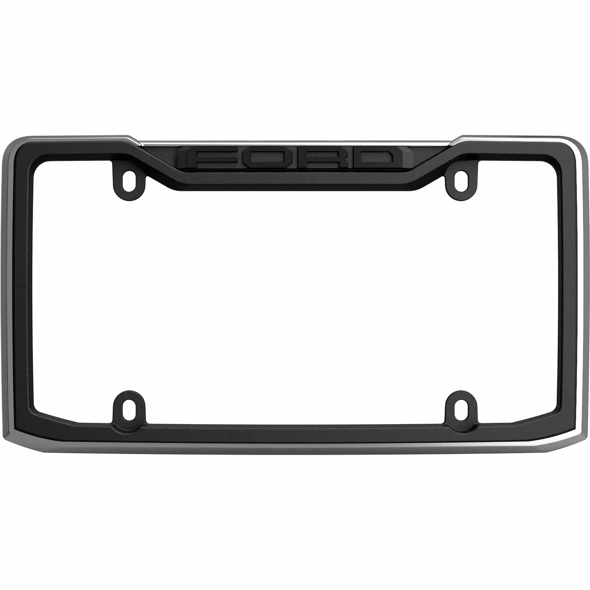 Ford License Plate Frame, Black/Chrome