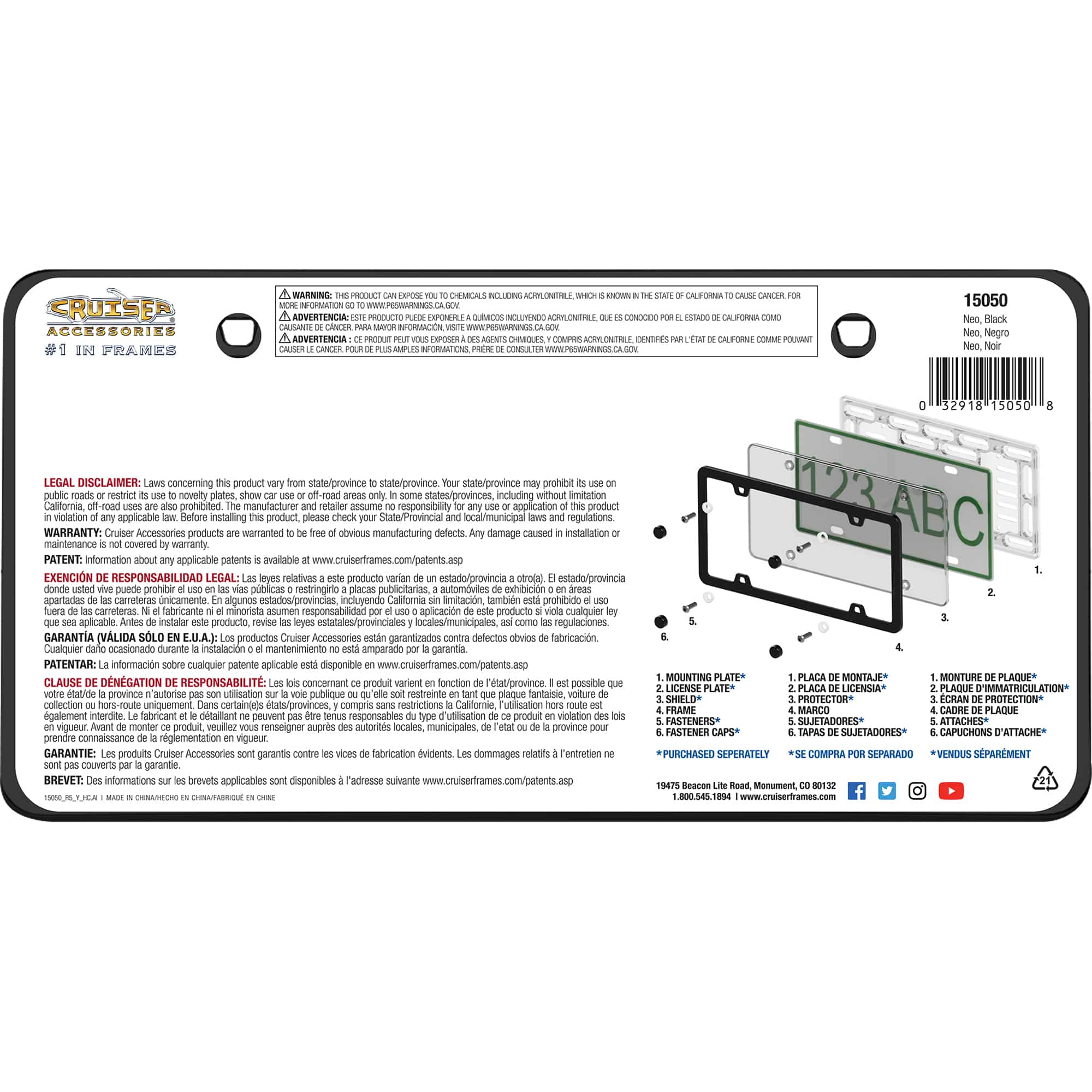 Neo License Plate Frame, Black
