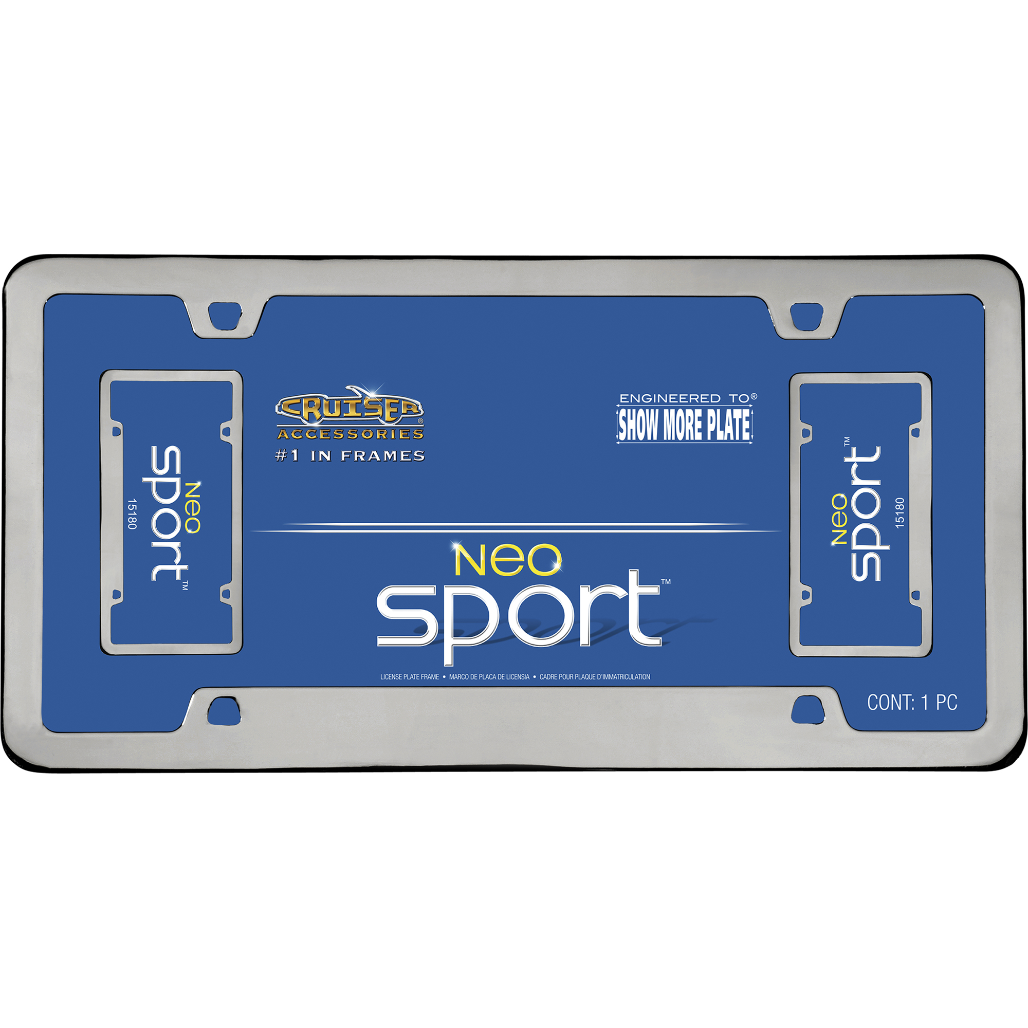 Neo Sport License Plate Frame, Black Chrome