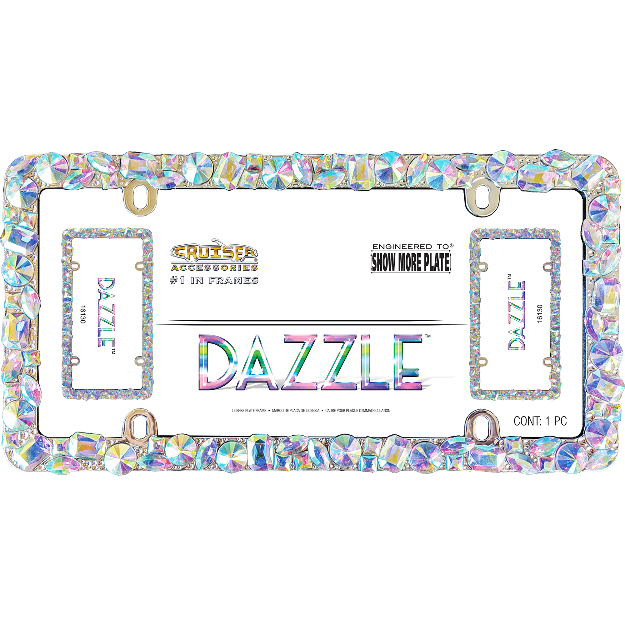 Dazzle License Plate Frame, Chrome