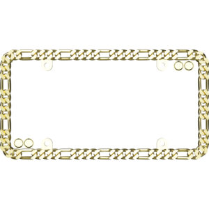 Cruiser Accessories Designer chain license plate frame in gold, front view