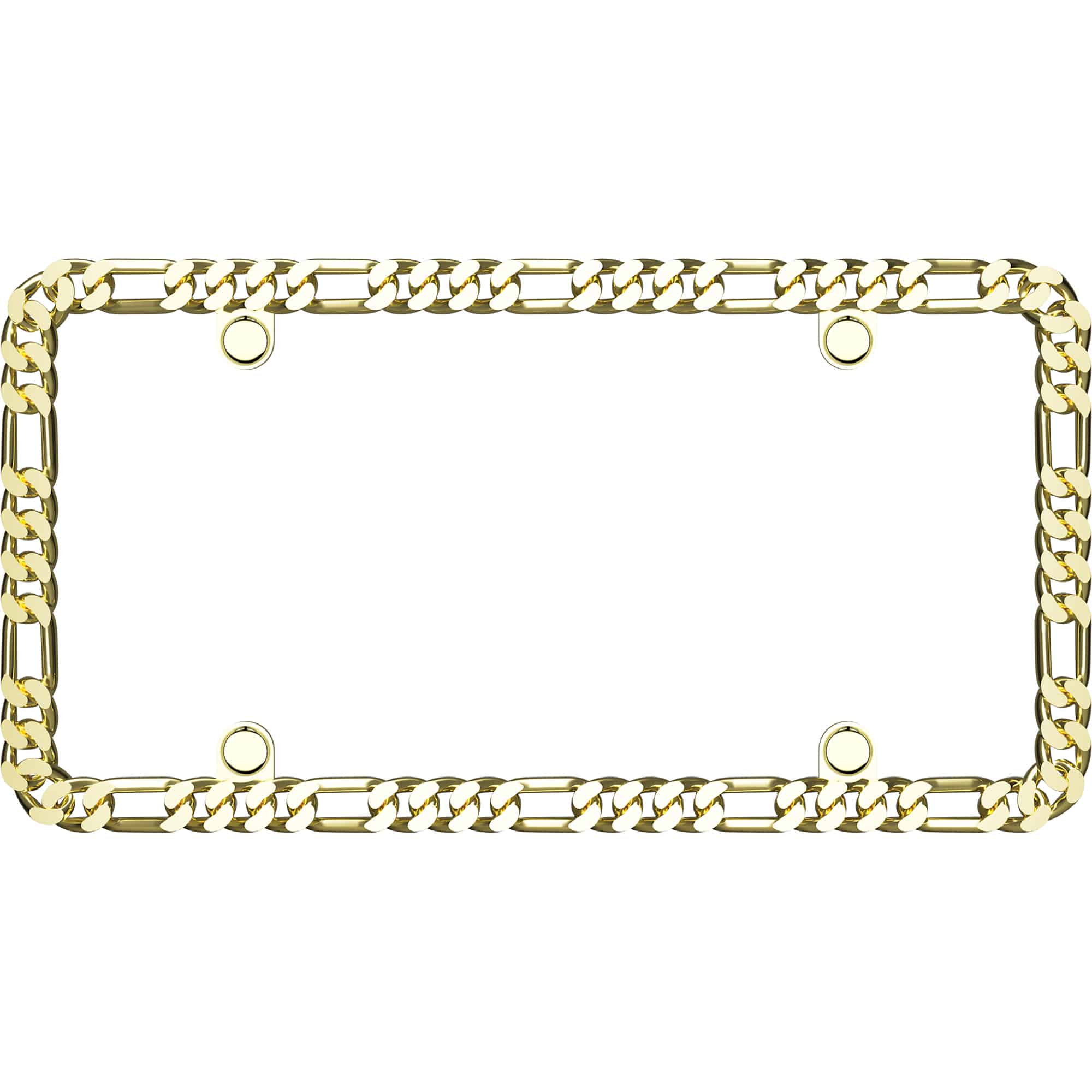 Designer Chain License Plate Frame, Gold (with fastener caps)