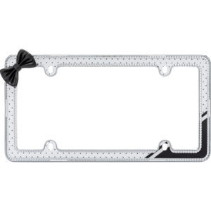 Cruiser Accessories Retro polka dot license plate frame in chrome white, front view