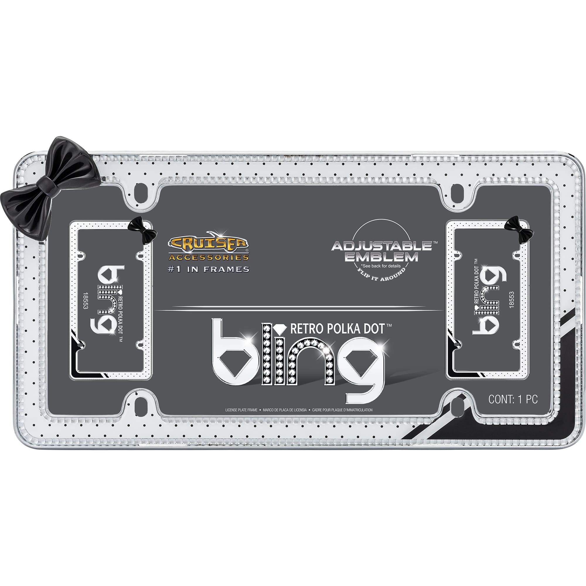Retro Polka Dot Bling License Plate Frame