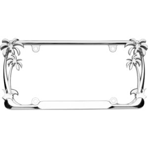 Cruiser Accessories Palm tree license plate frame in chrome, front view