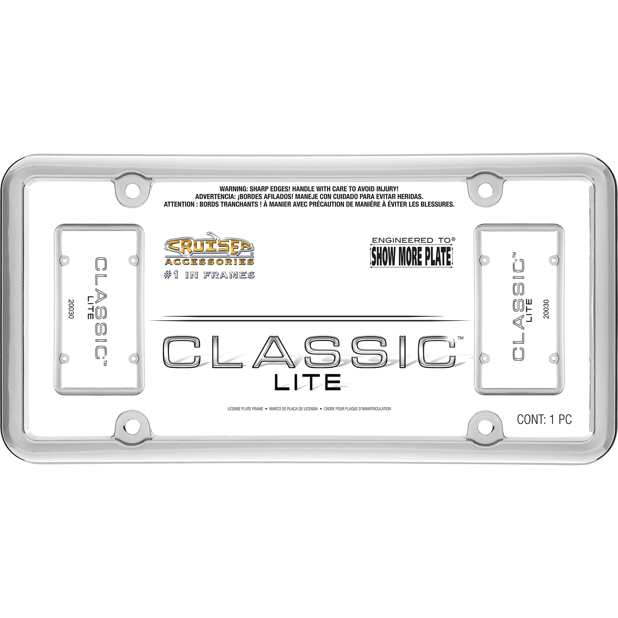 Classic Lite License Plate Frame, Chrome