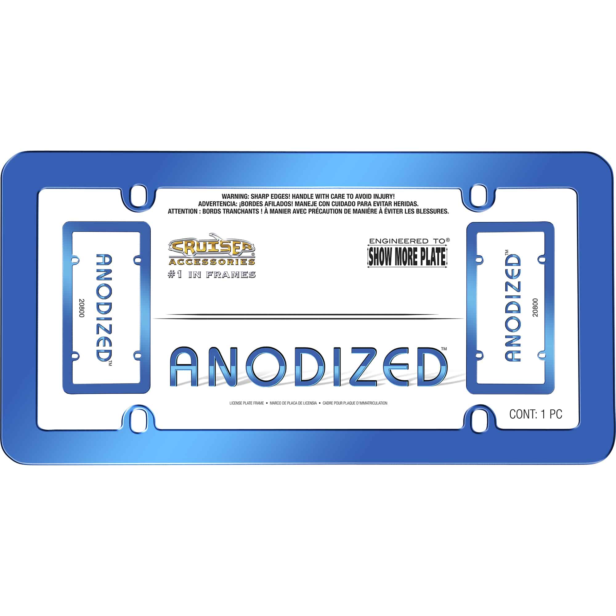 Anodized License Plate Frame, Blue