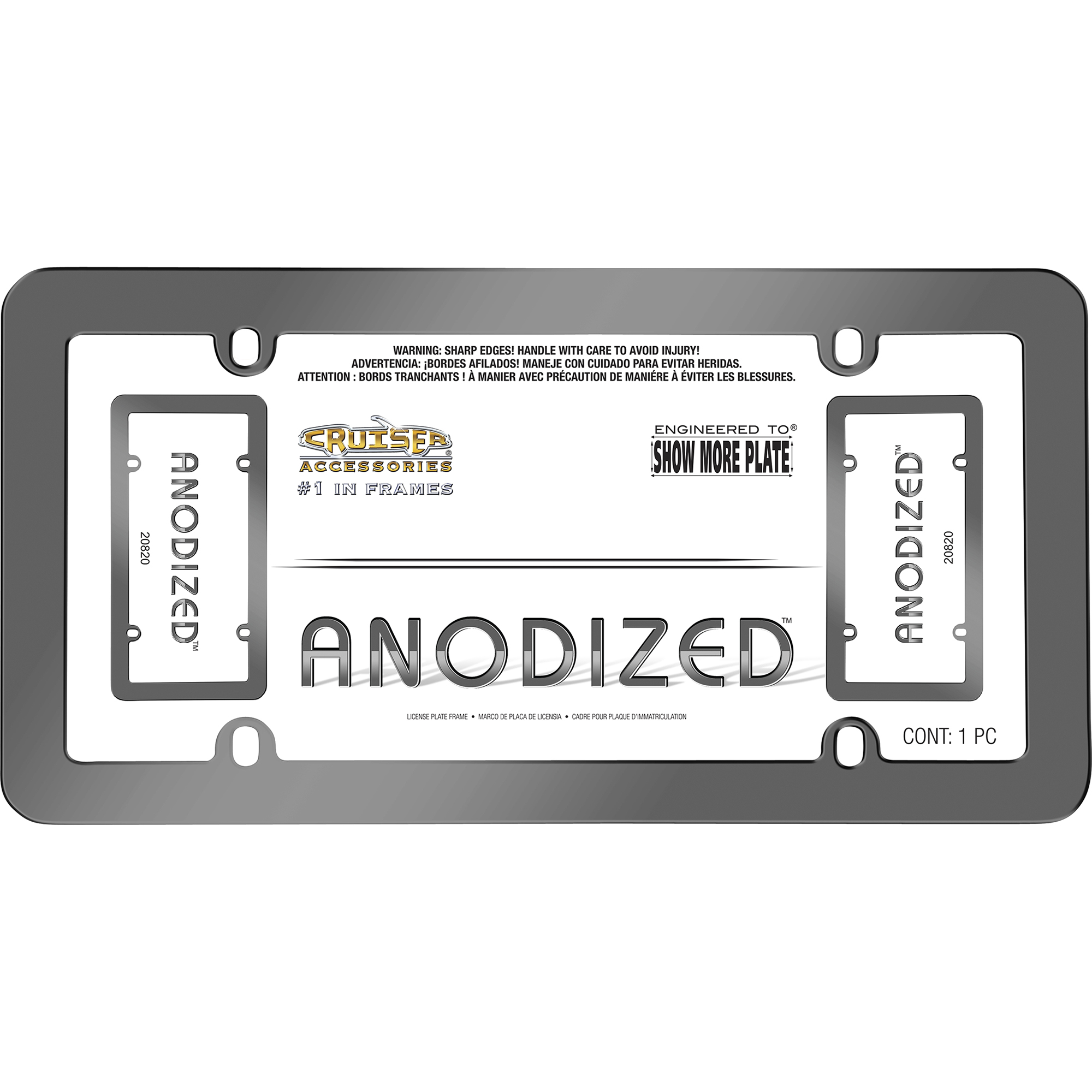 Anodized License Plate Frame, Gray