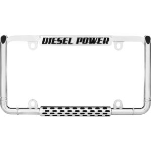 Cruiser Accessories Diesel power license plate frame in chrome, front view