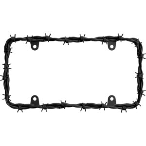 Cruiser Accessories Barbed wire license plate frame in black, front view