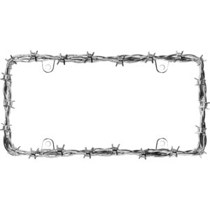 Cruiser Accessories Barbed wire license plate frame in chrome, front view