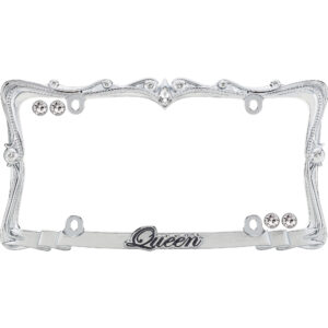 Cruiser Accessories Queen license plate frame in chrome, front view