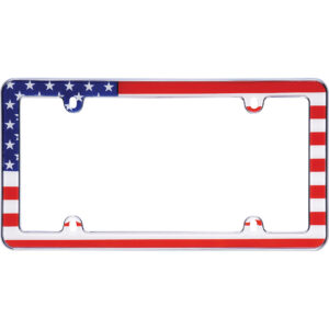 Cruiser Accessories USA flag license plate frame in chrome, front view