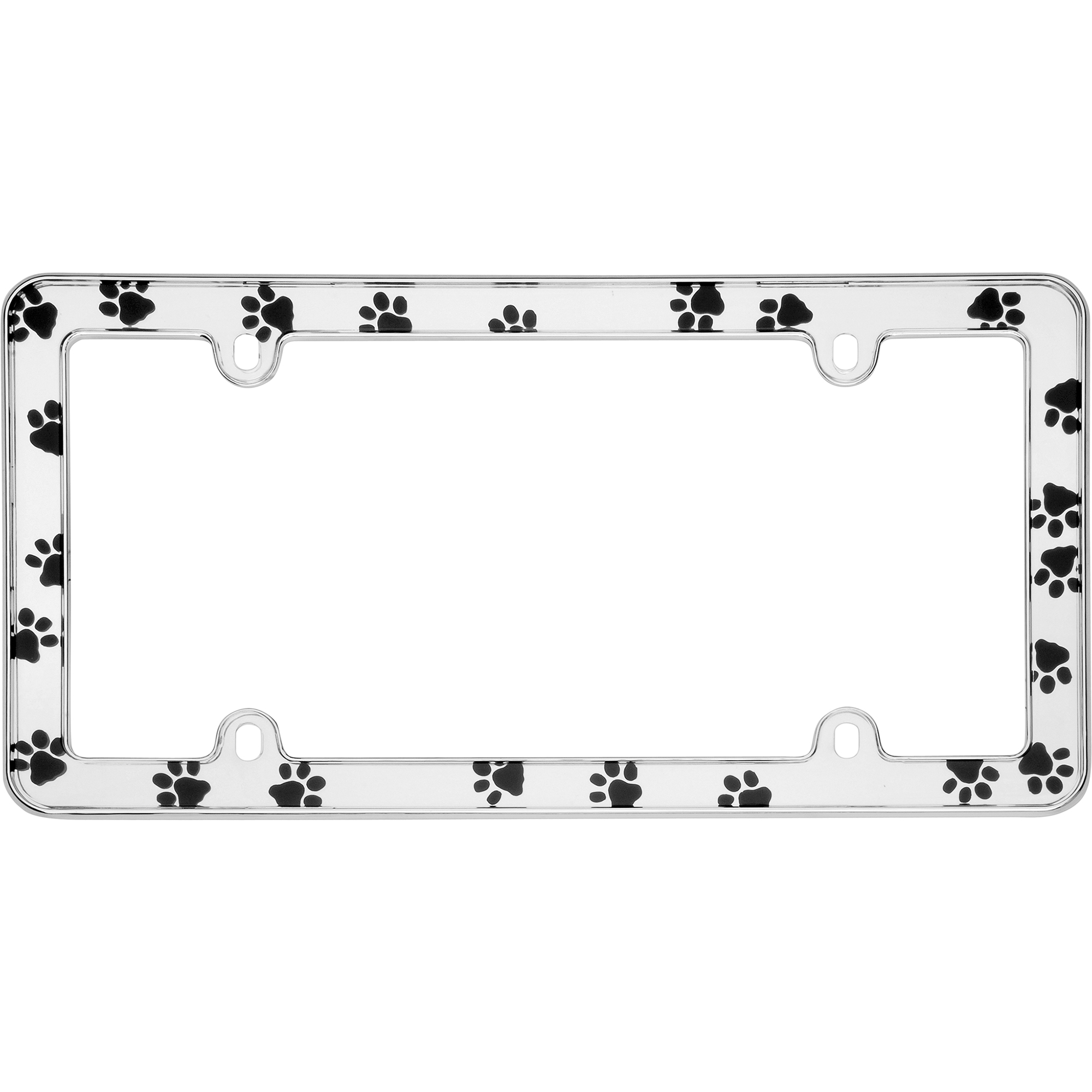 Paws License Plate Frame, Chrome