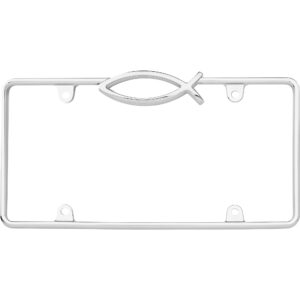 Cruiser Accessories Ichthus license plate frame in chrome, front view