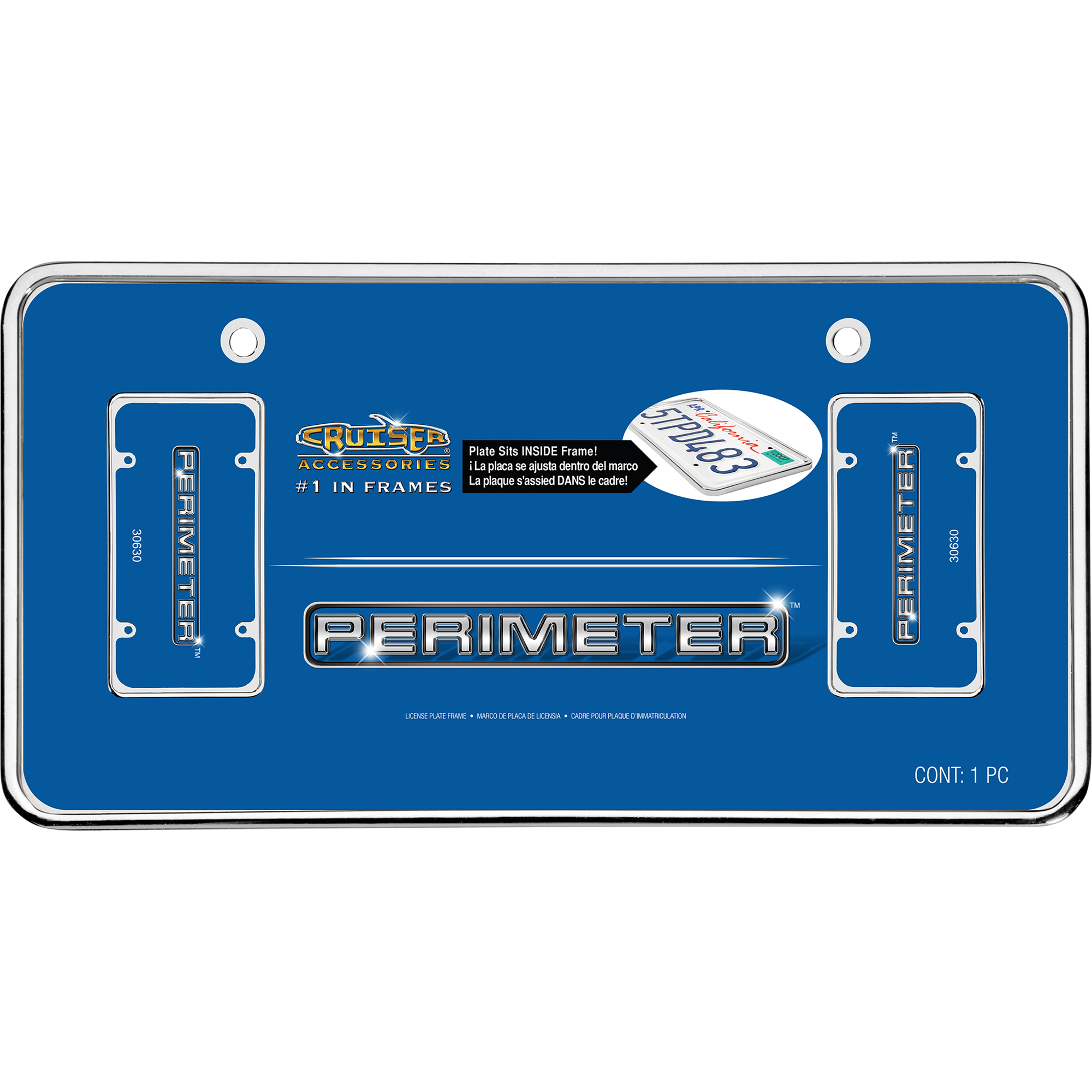 Perimeter License Plate Frame, Chrome