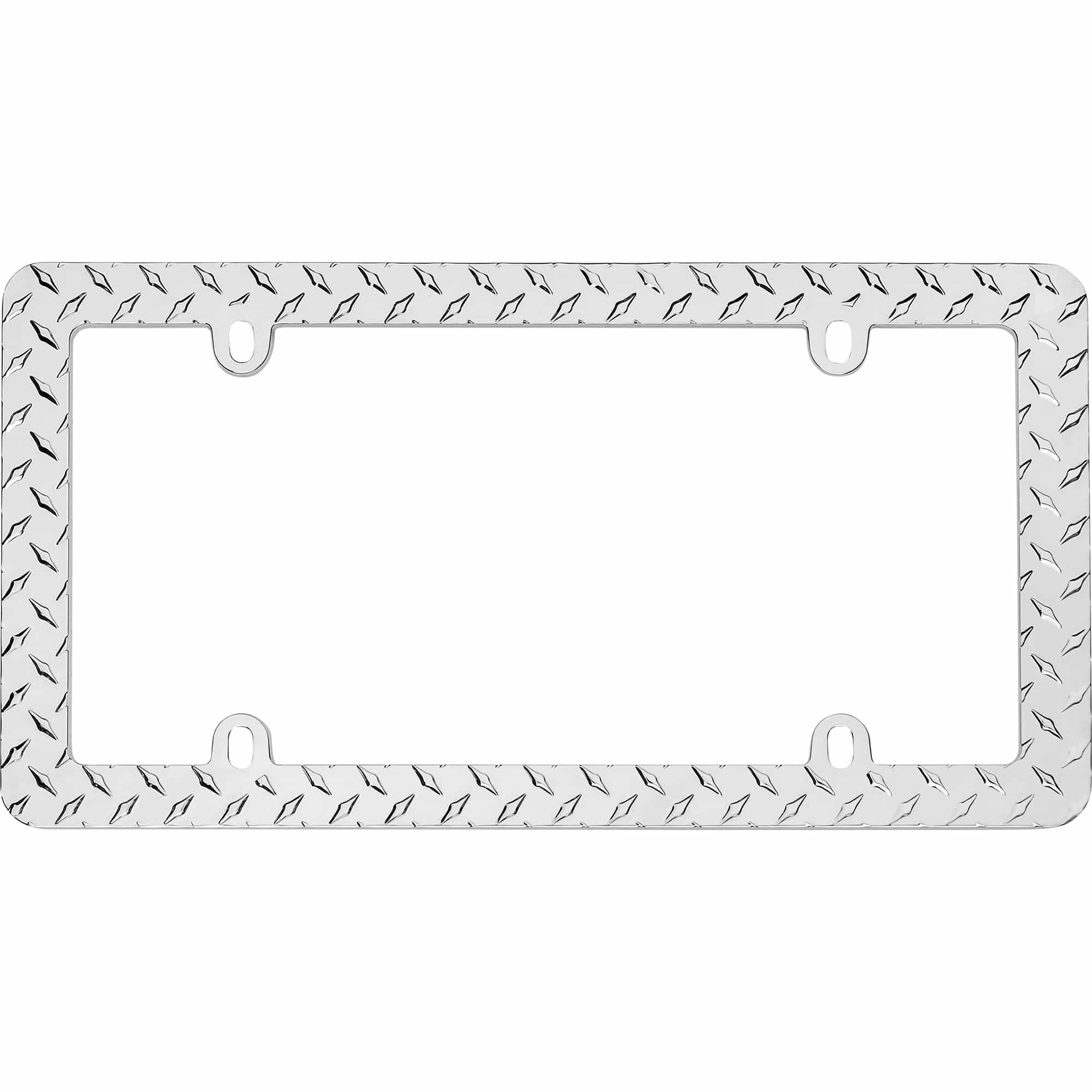 Diamond Plate License Plate Frame, Chrome