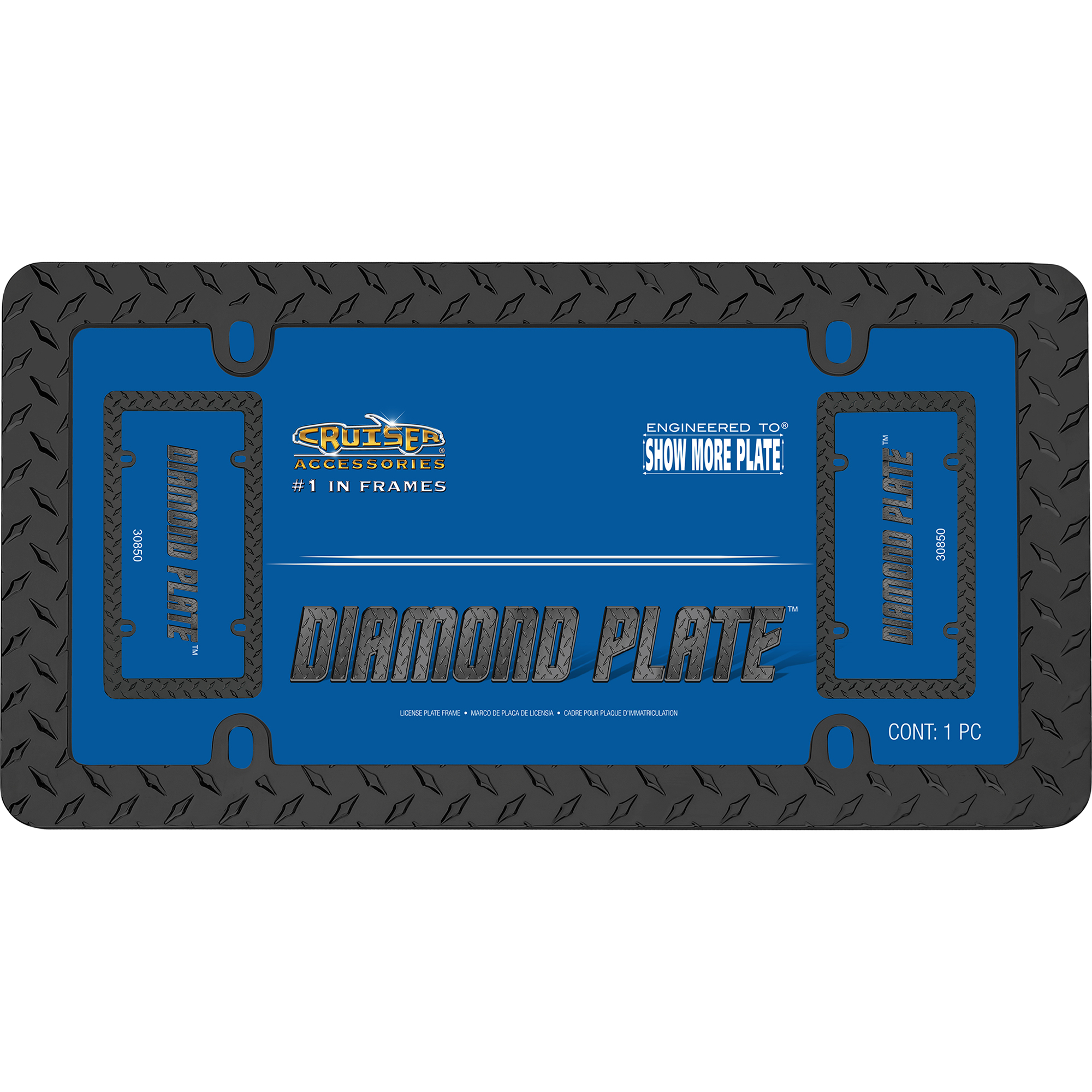 Diamond Plate License Plate Frame, Matte Black