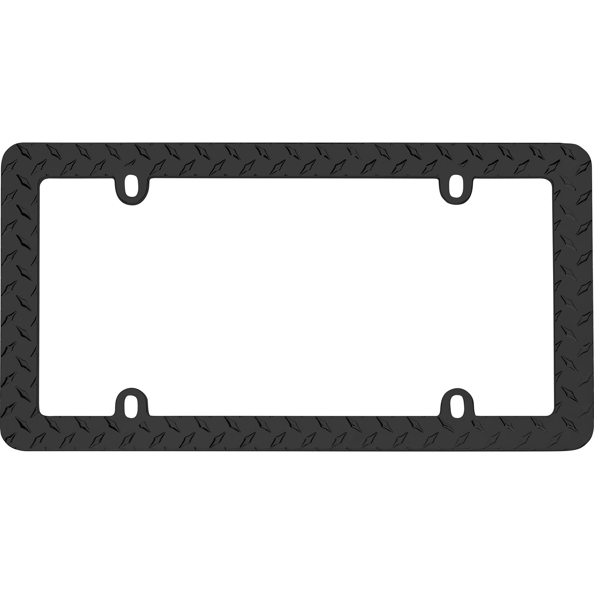 Diamond Plate License Plate Frame, Matte Black