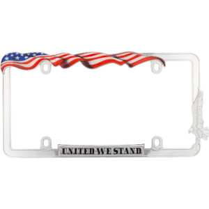 Cruiser Accessories United we stand license plate frame in chrome, front view