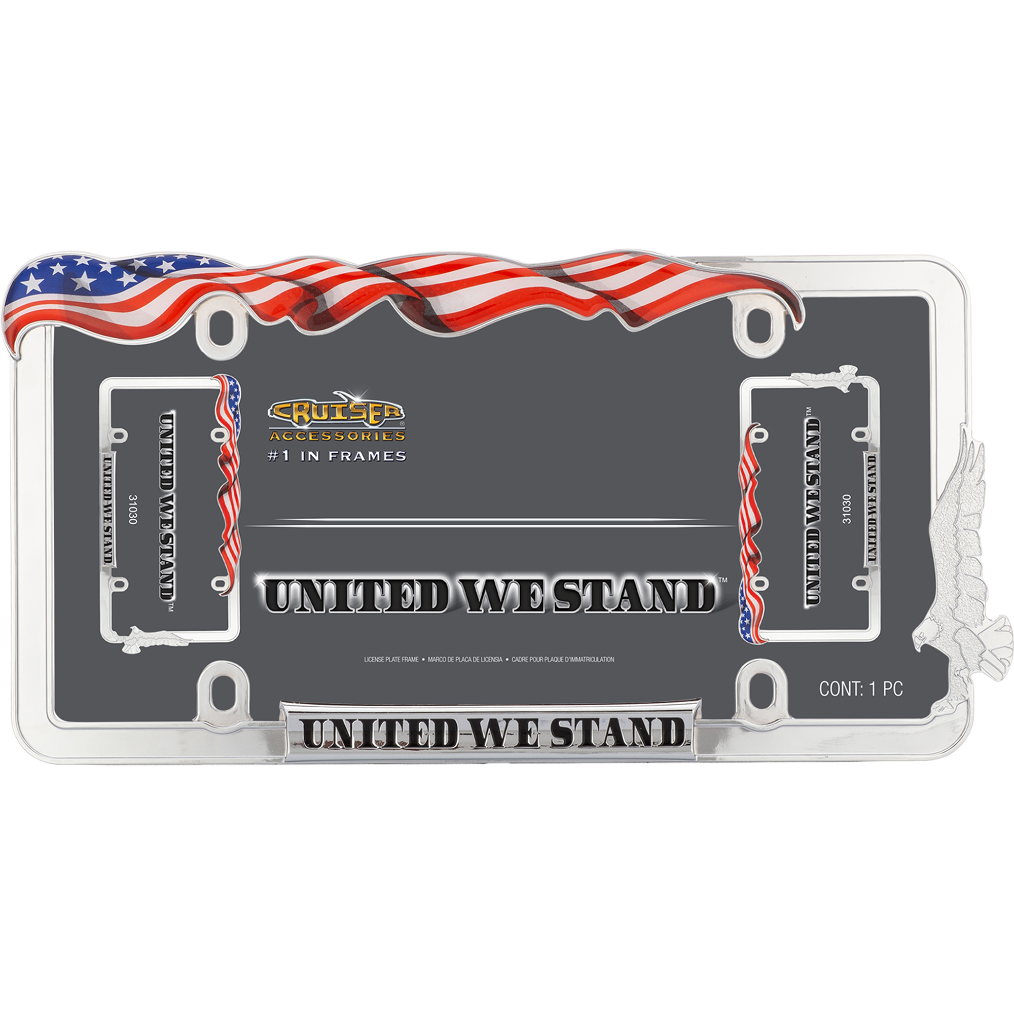 United We Stand License Plate Frame, Chrome