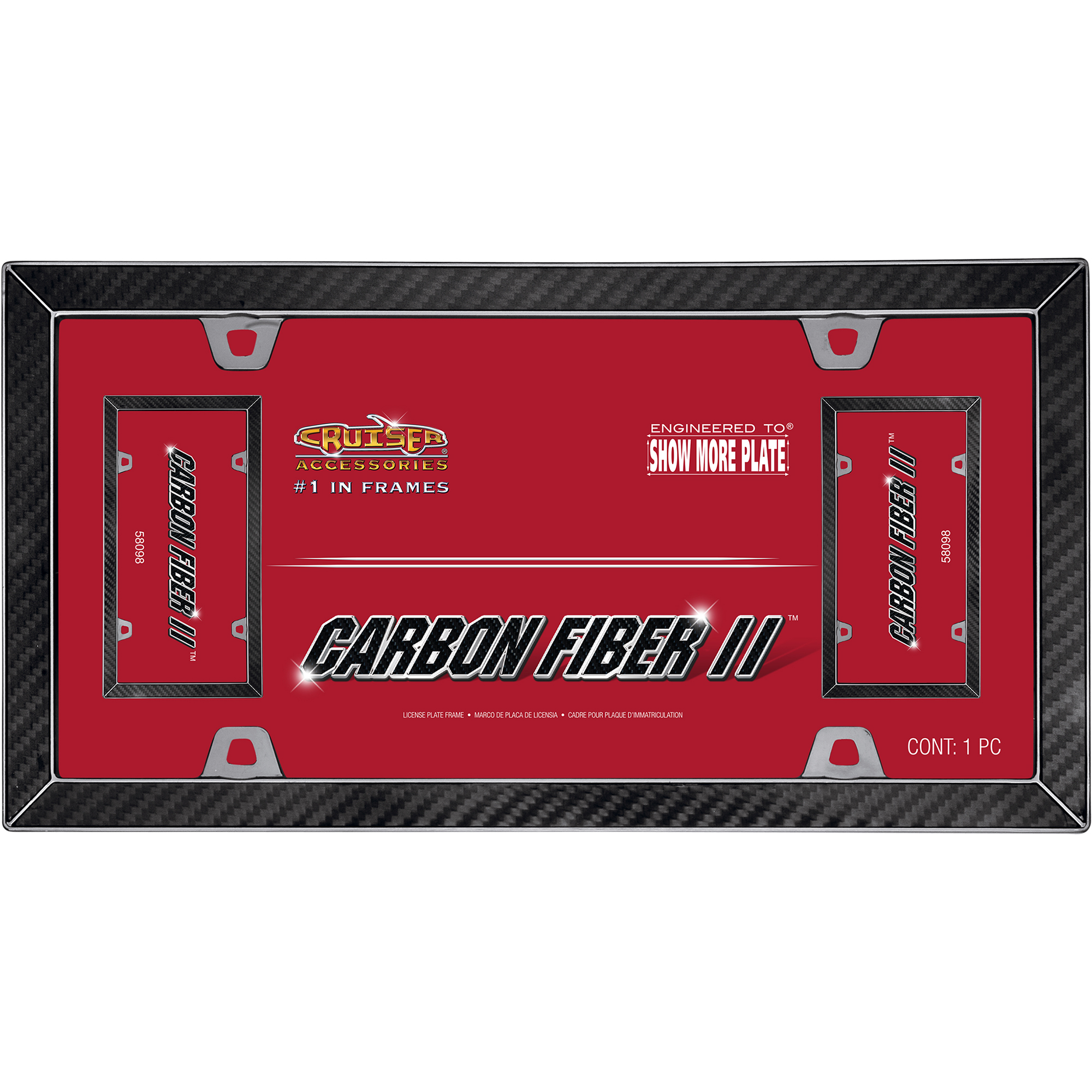 Carbon Fiber License Plate Frame, Carbon Fiber/Black Chrome