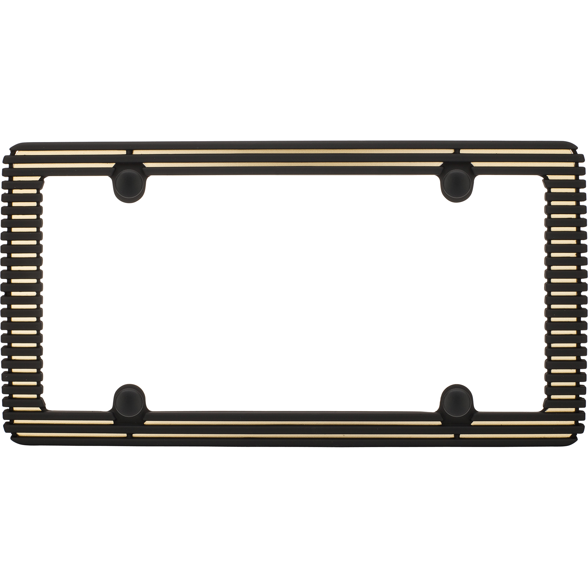 Billet License Plate Frame, Black/Gold (with fastener caps)