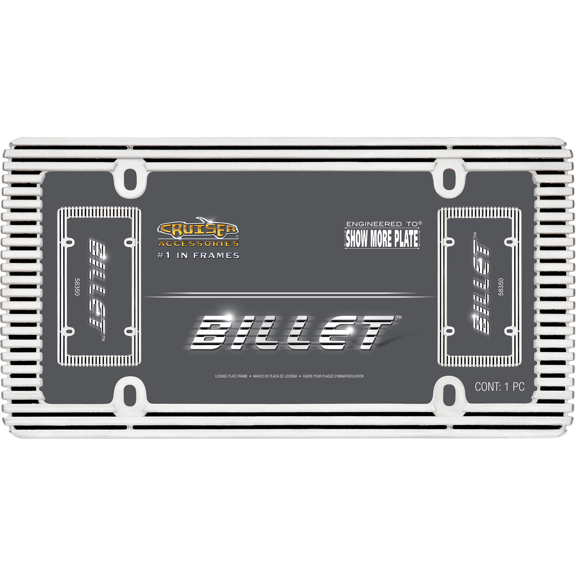 Billet License Plate Frame, Chrome/Black