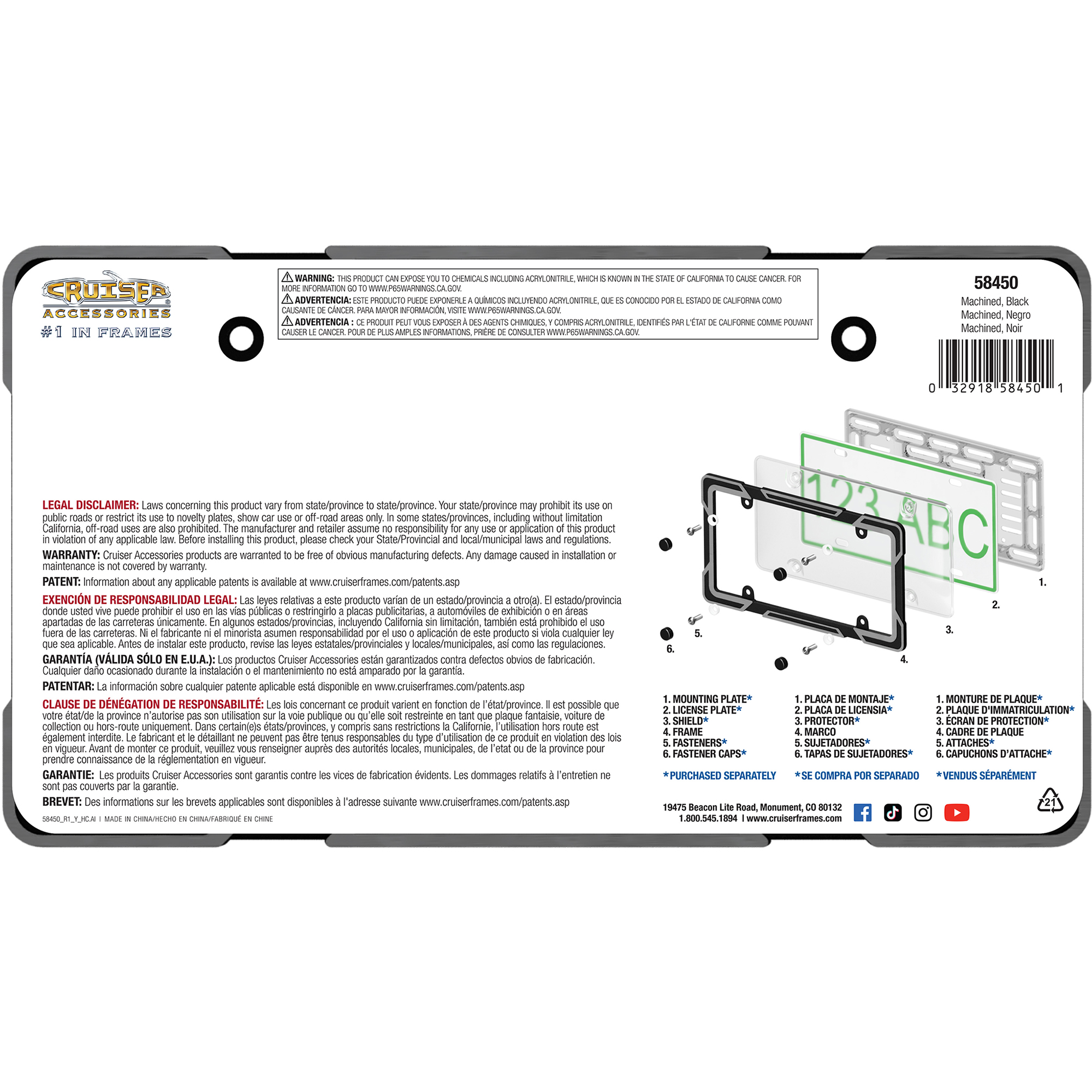 Machined License Plate Frame, Black