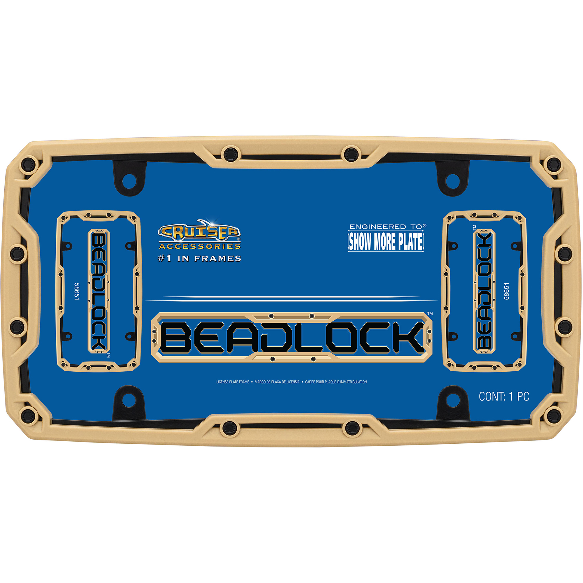 Beadlock License Plate Frame, Matte Tan/Black