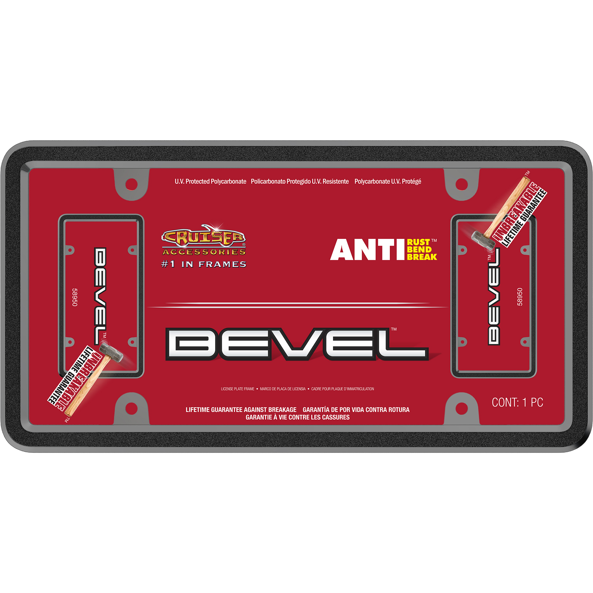 Bevel License Plate Frame, Dark Smoke