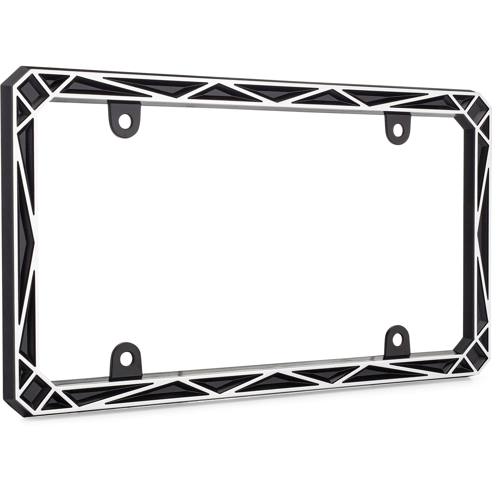 Geometric License Plate Frame, Black/Chrome