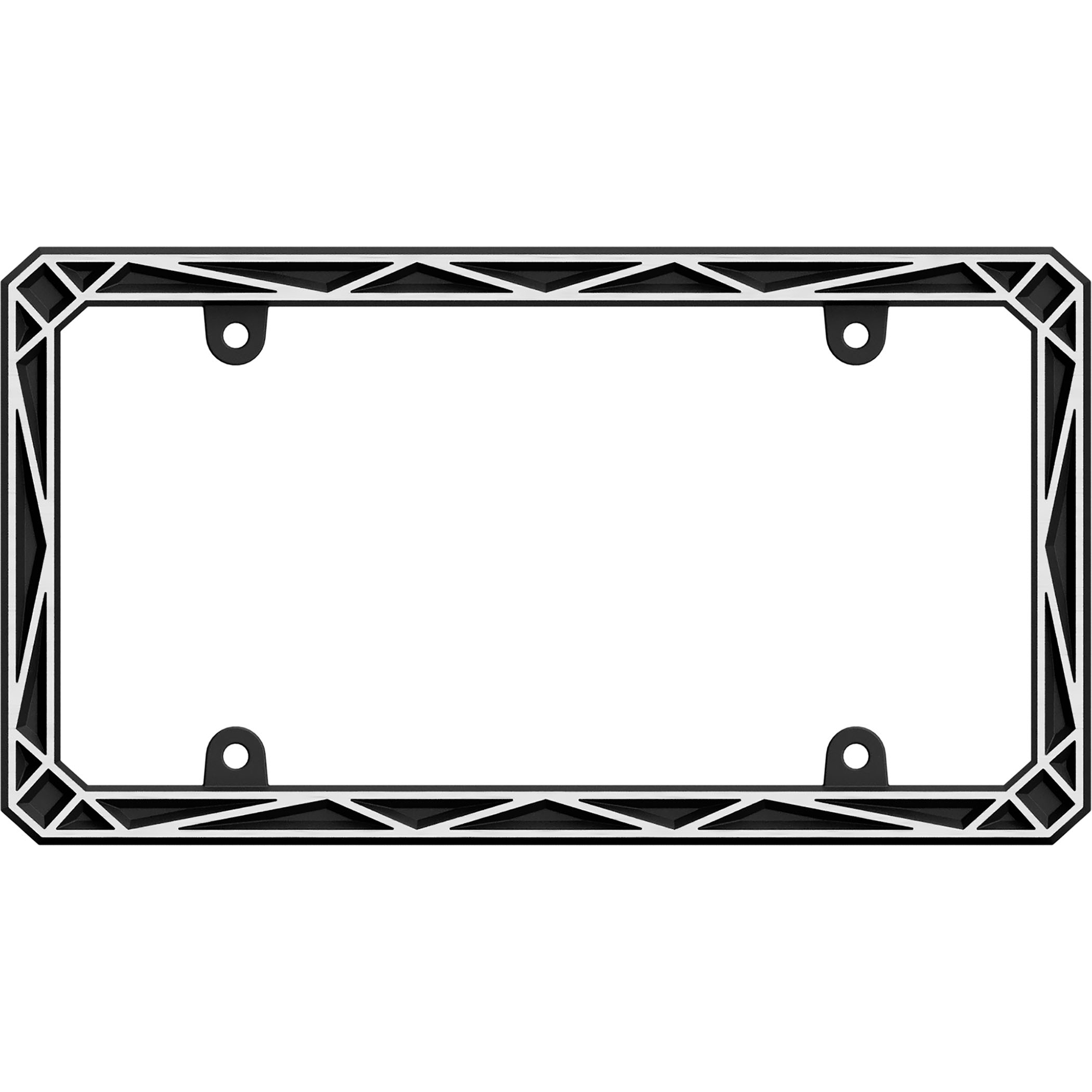 Geometric License Plate Frame, Black/Chrome