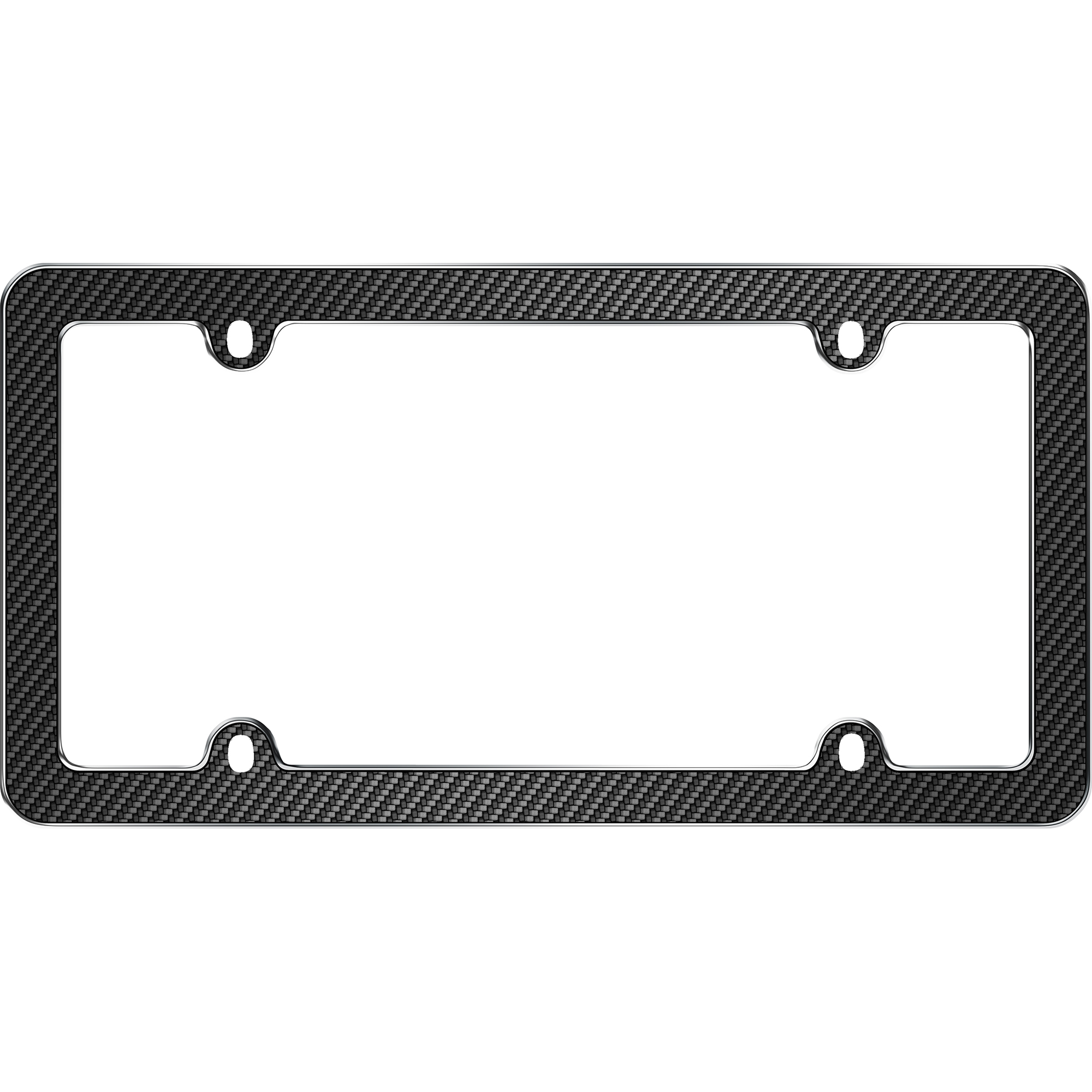 Fiber License Plate Frame, Black/Chrome