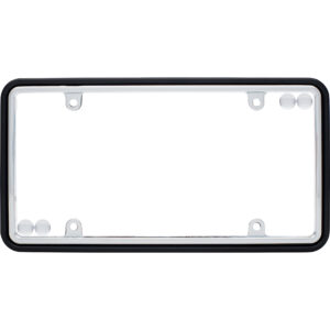 Cruiser Accessories Two tone license plate frame in chrome and black, front view