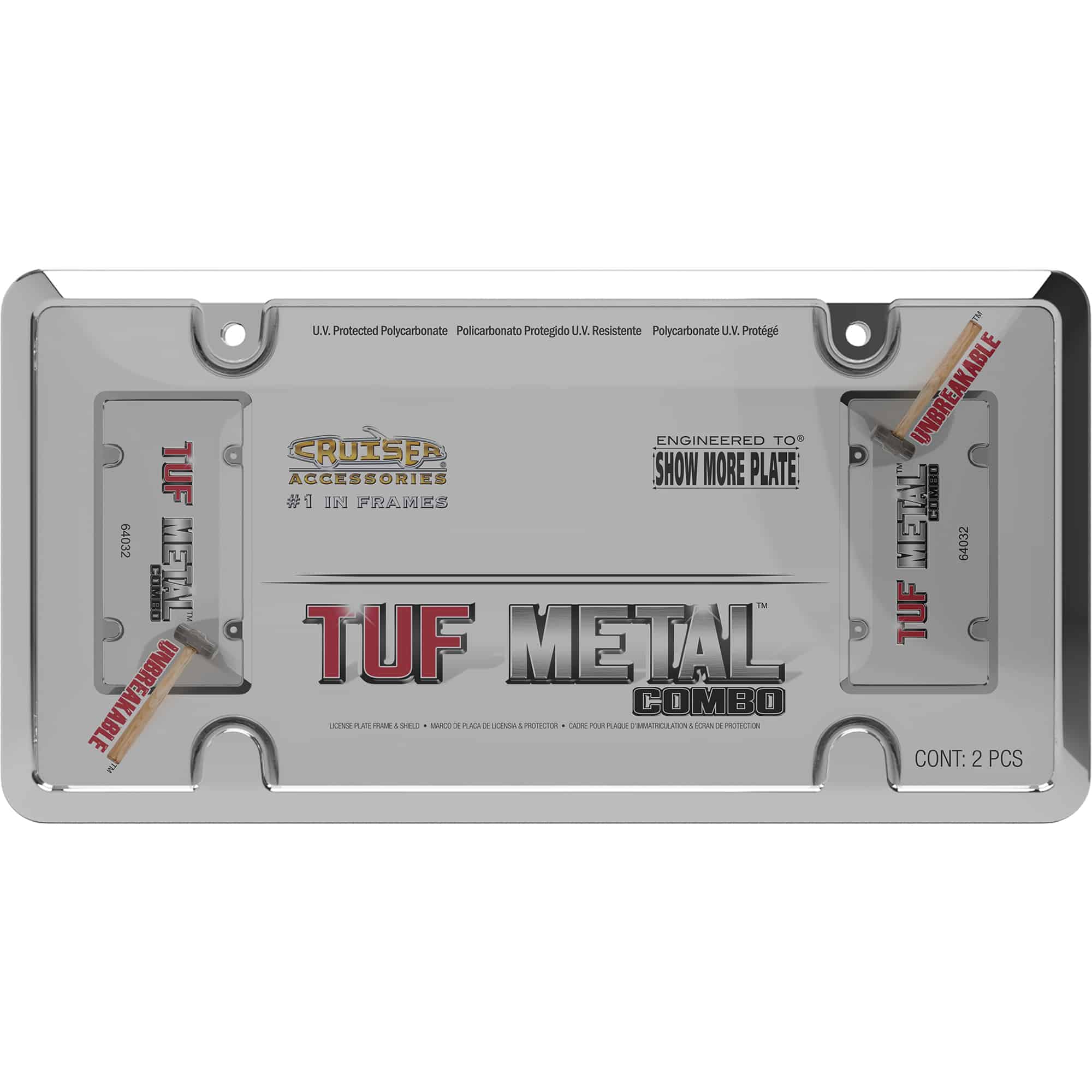 Tuf Metal Combo Frame with Shield, Chrome/Smoke