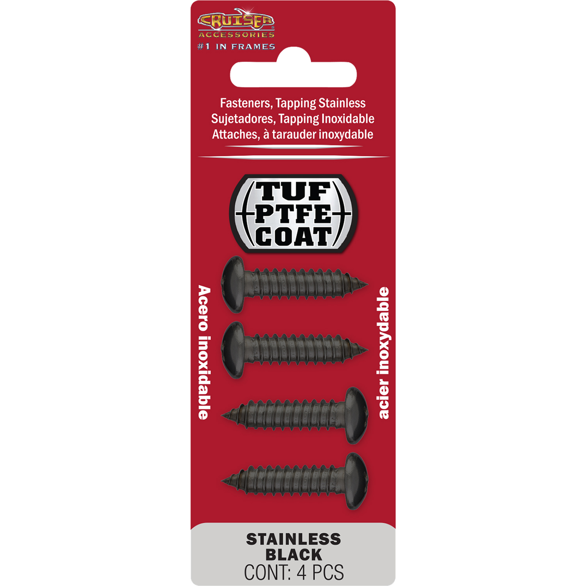 Tapping License Plate Fasteners, Stainless Black