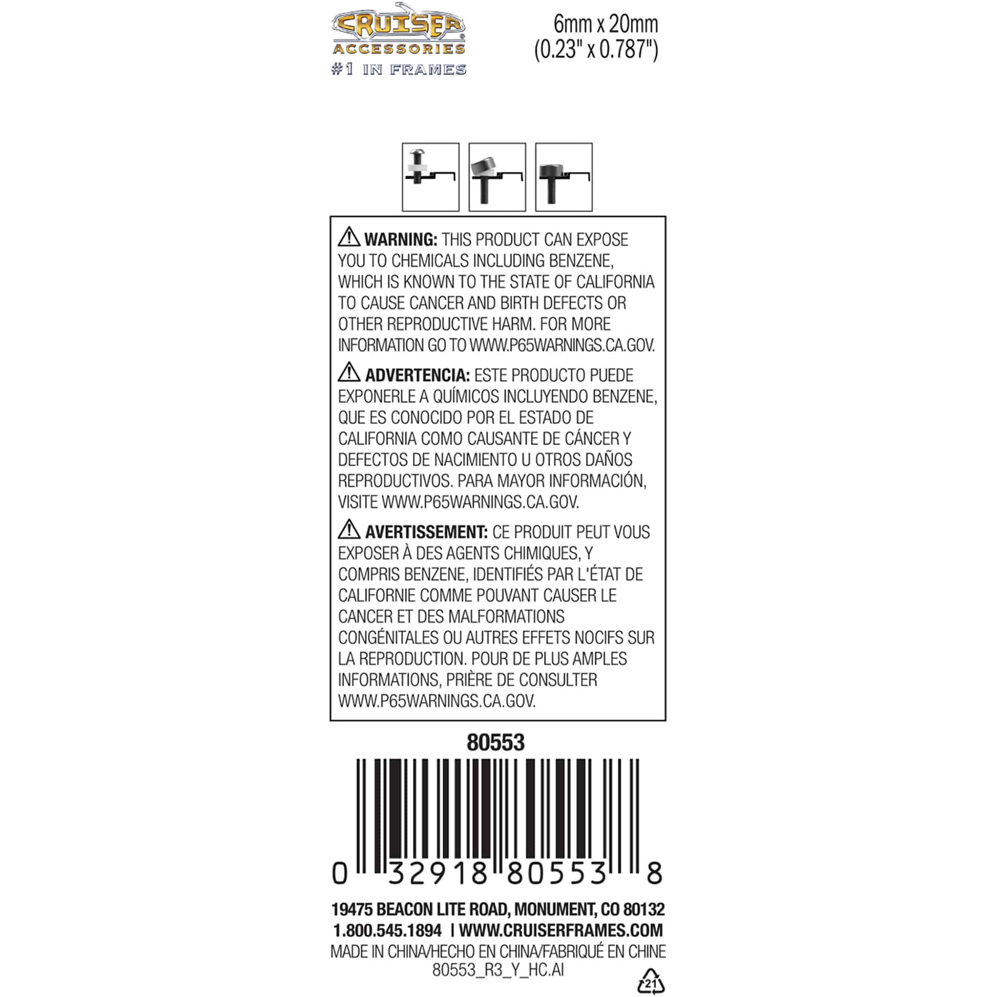 Black Nylon License Plate Fasteners (with Chrome Caps)