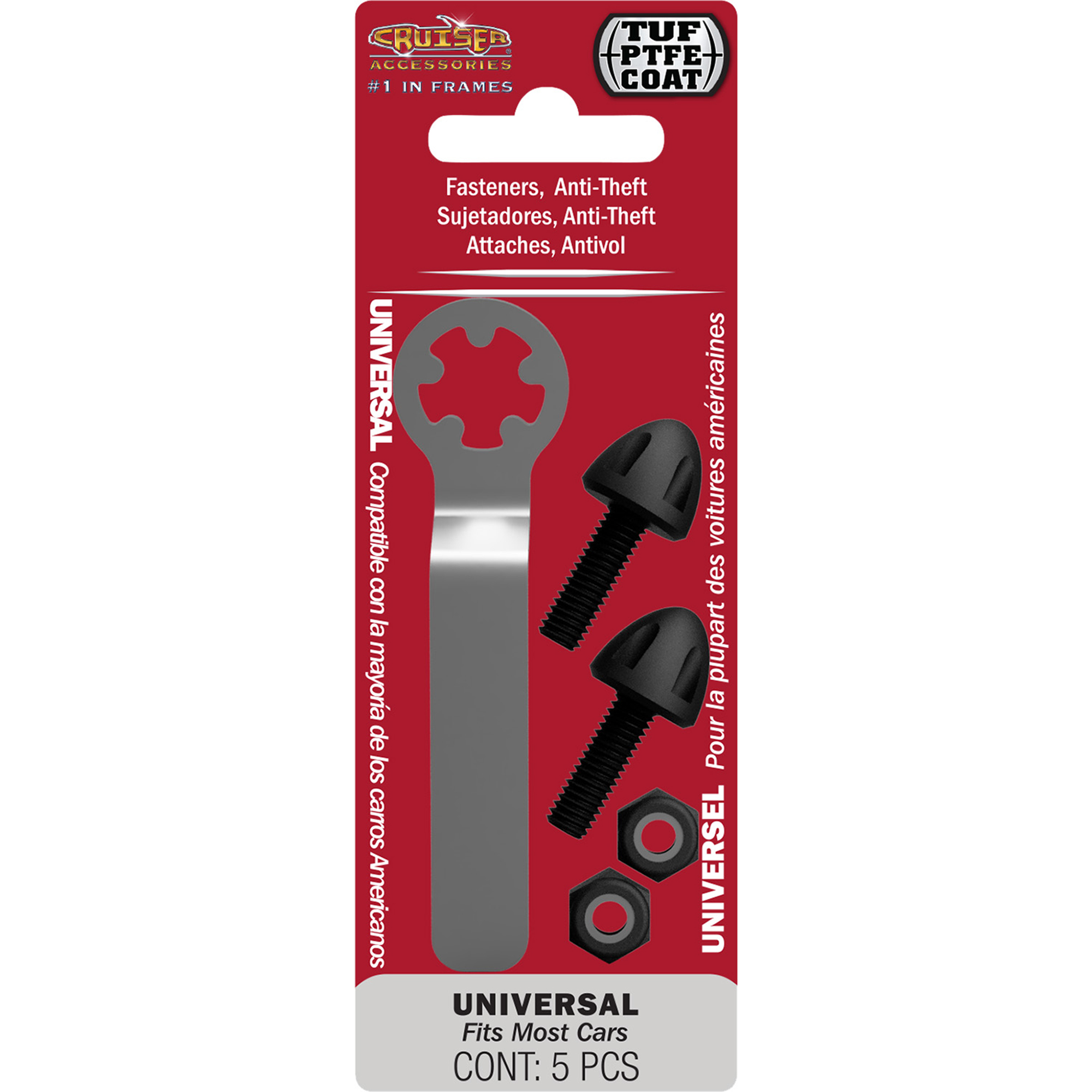 Anti-Theft License Plate Fasteners, Black PTFE