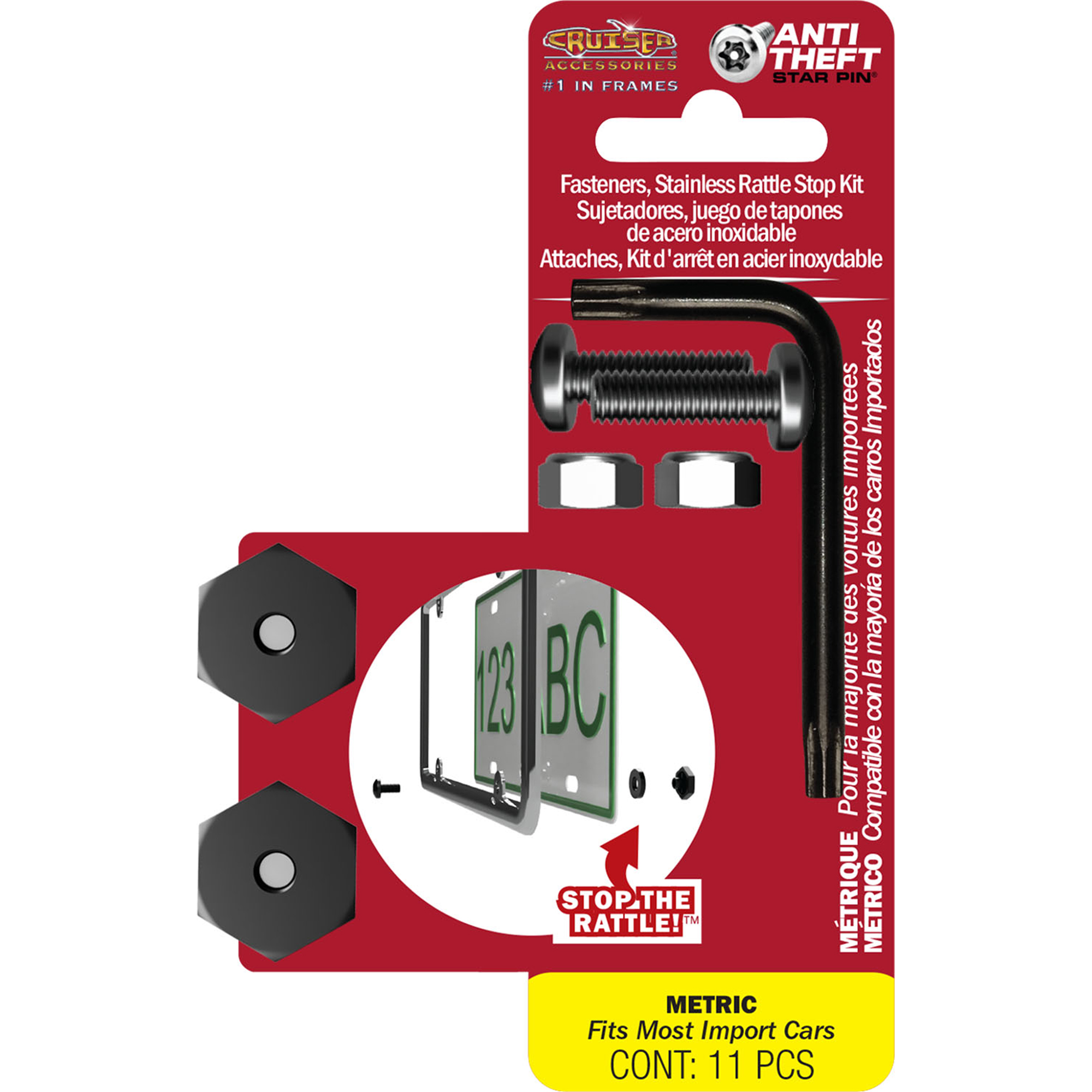 Rattle Stop License Plate Locking Fasteners, Metric