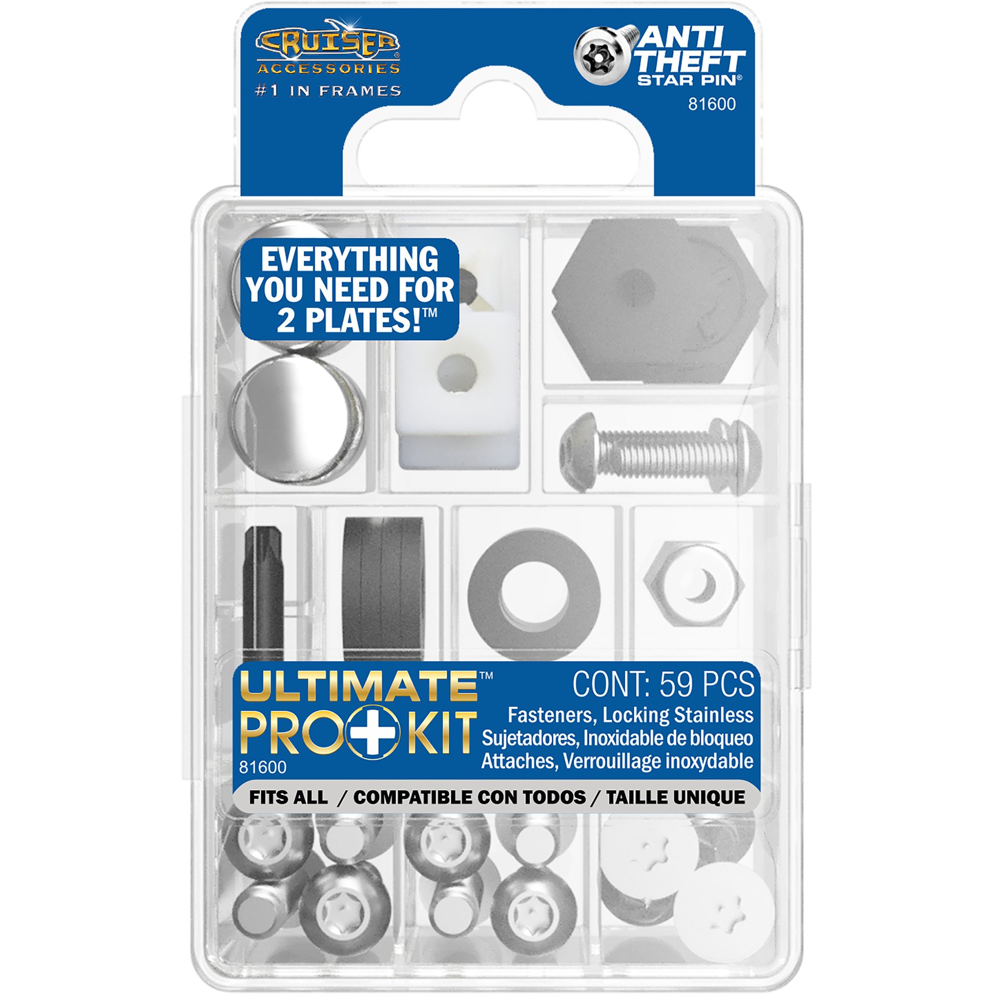 Ultimate Pro Plus Kit License Plate Fasteners, Stainless